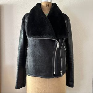 BLANK NYC black faux leather/suede/fur moto jacket Large